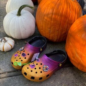 CROCS Gold and Purple Gradient Clogs